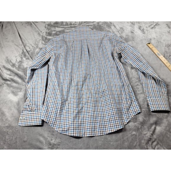 Peter Millar Men’s Large Casual Work Long Sleeve Button Stretch Shirt Plaid blue - Picture 6 of 6
